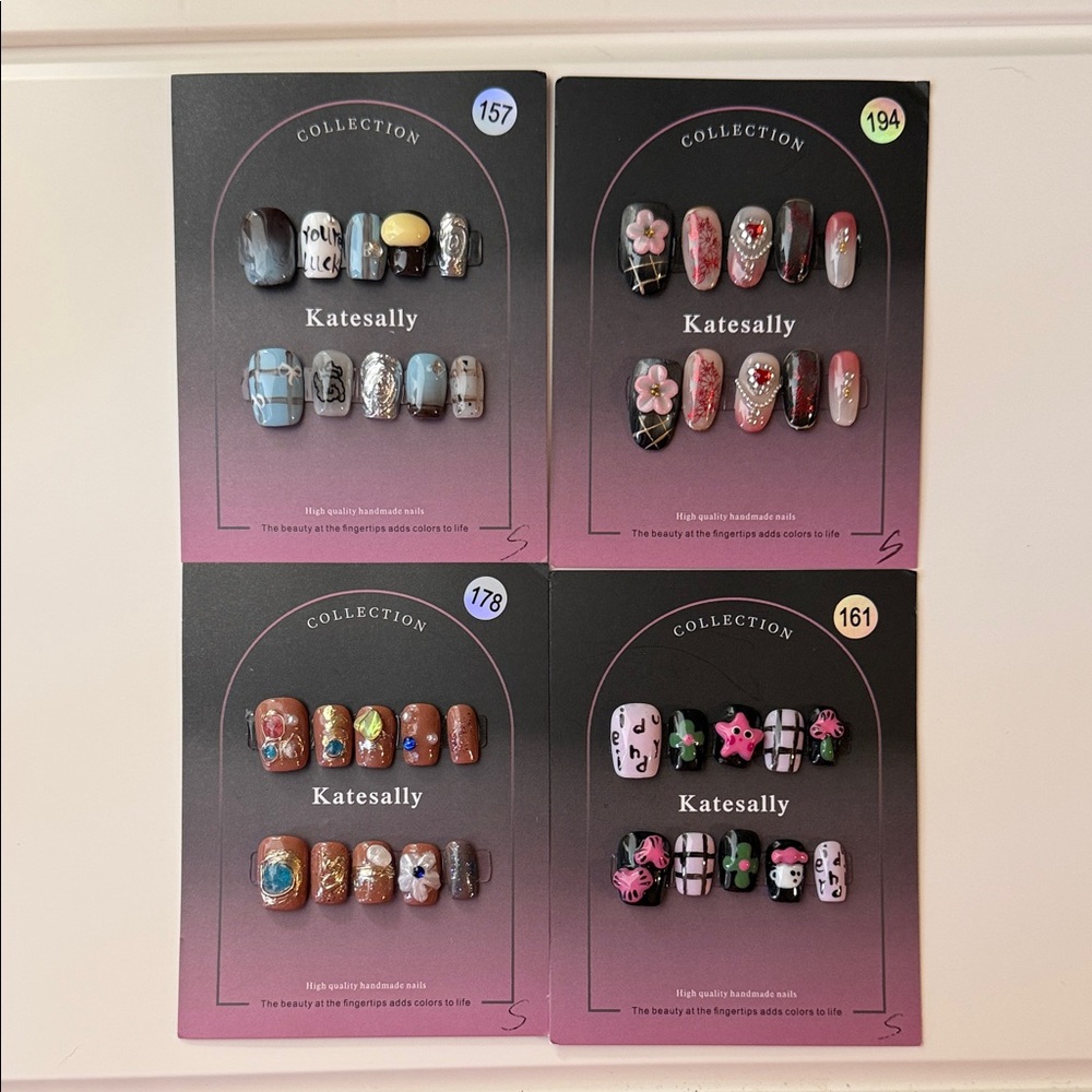 Bundle of 4 - Handmade premium press on nails, size small